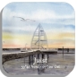 Preview: Untersetzer Glasuntersetzer 9,5 x 9,5 cm Aquarell Maritim Kunst Druck Kunstdruck Nordsee Juist Seezeichen Hafen Zitronenpresse  - Juist 4